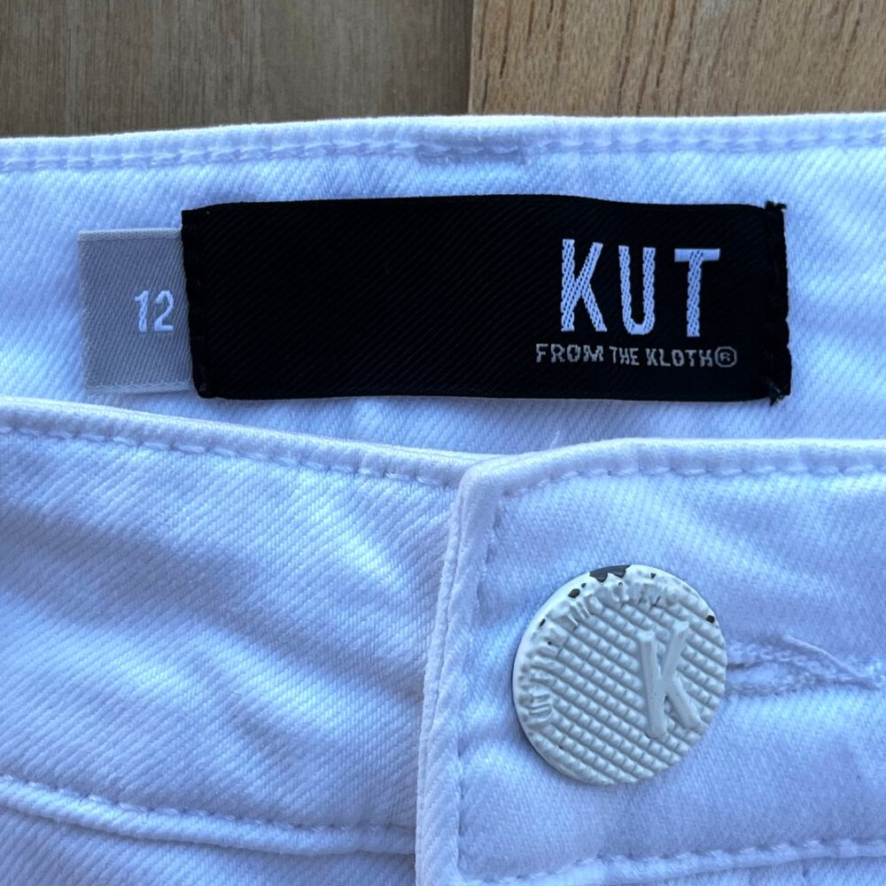 KUT FROM THE KLOTH RACHAEL FAB AB MOM JEAN WOMEN’S sz 12 White High Rise - Picture 2 of 12